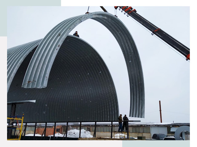 Полукруглые ангары в Долгопрудном